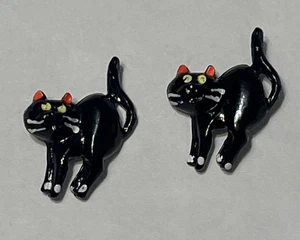 Orecchini Halloween Grido Gatto Gattino Nero - Foto 1 di 2