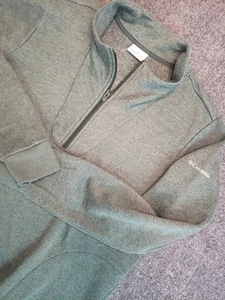 Columbia 1/2 Zip Sweater Mens XL Green Pullover Stretch Mock Neck - Picture 1 of 6