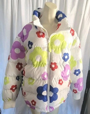 Chaqueta acolchada Wild Fable For Target Flower Power blanca colorida XL Foto 1 de 4