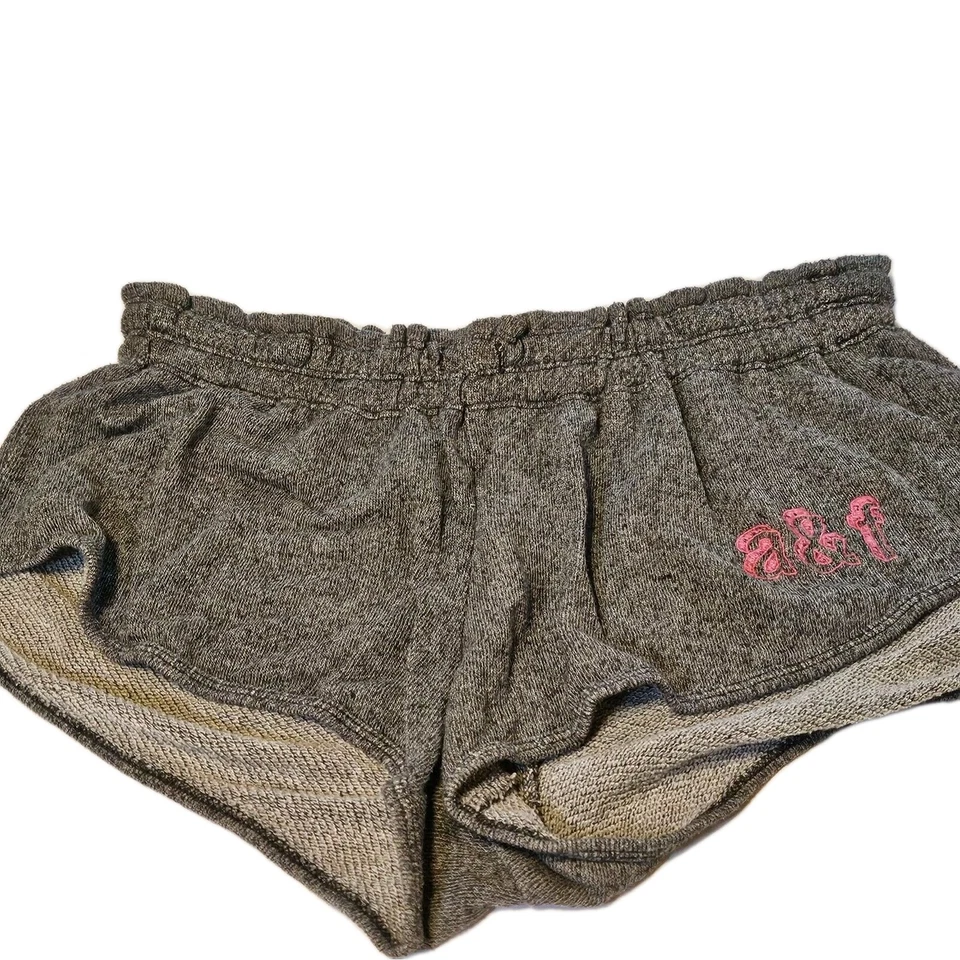 ABERCROMBIE & FITCH SZ KIDS XL GRAY  SHORTS FLEECE MINI LOUNGEWEAR PINK LOGO - Image 1 of 4