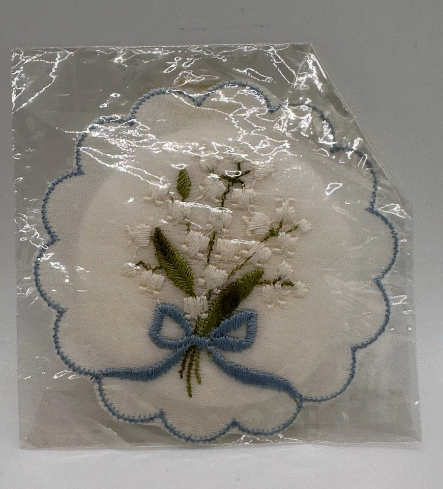 Almohadillas cosméticas de algodón bordadas vintage DESCO hechas en Suiza nuevas selladas Foto 1 de 3