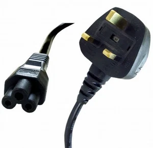 Cloverleaf C5 UK Mains Cable Lead for Laptop PSU Power Supplies 3 pin Plug Fused - Picture 1 of 11