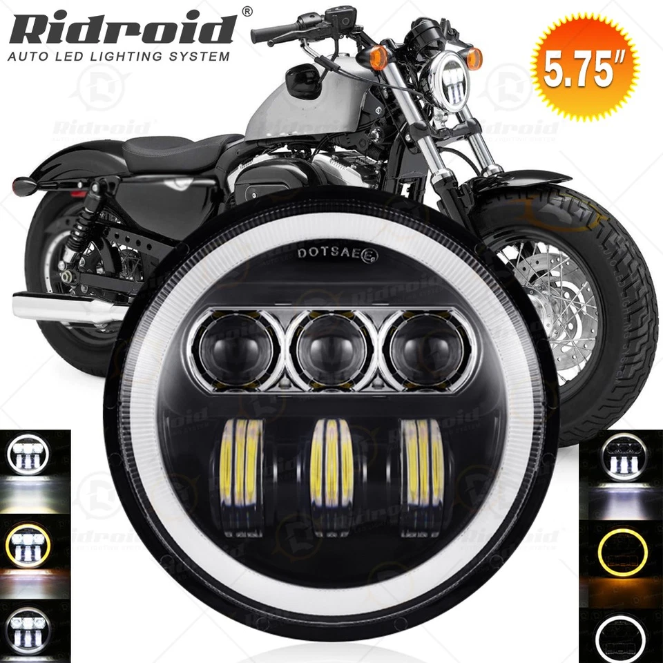 Hot 80W 5.75" LED Headlight for Harley Dyna Super Wide Glide Low Rider Sportster Foto 1 de 4