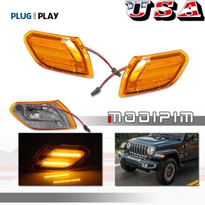 Juego de luces marcadoras laterales LED ámbar para guardabarros delantero para Jeep Wrangler JL/Gladiator 2018+ - Imagen 1 de 9