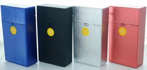4 Pack 100' Push-to-Open Plastic Cigarette Case w/ Metallic Finish Design - Picture 1 of 8