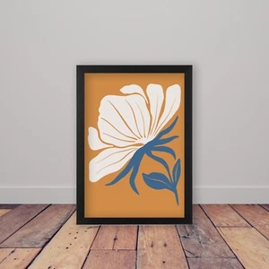 Framed Abstract Flower Poster Print Modern Home Decor Boho Wall Art Floral - Picture 1 of 13
