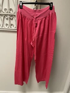 PJ Harlow Large Satin Pyjama Lounge Hose dunkelrosa gerippt weites Bein gebraucht, in einwandfreiem Zustand - Bild 1 von 3