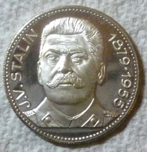 1997 ITALY - JOSEPH STALIN - 1/2 Oz PROOF-LIKE SILVER MEDAL w/ WRONG DEATH DATE - Picture 1 of 6