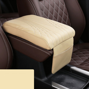 Beige Car Armrest Cushion Cover Center Console Box Pad Protector Accessories 