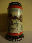 1991 BUDWEISER BEER Ceramic STEIN Mug Christmas CLYDESDALES wagon  for sale