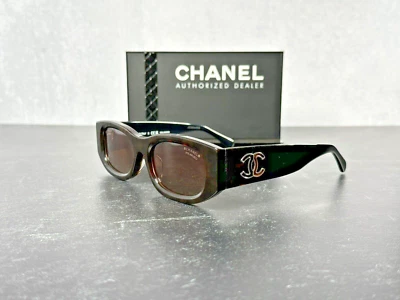 CHANEL 5525 POLARIZED BROWN & BLACK RECTANGLE SUNGLASSES c.1770/S9! SHIPS TODAY! - Image 1 of 4