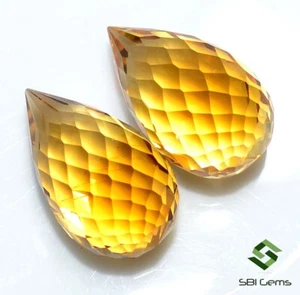 14.32 Cts Natural Citrine Teardrops Cut Shape Pair 15x9 mm Faceted Loose Gems - Picture 1 of 5