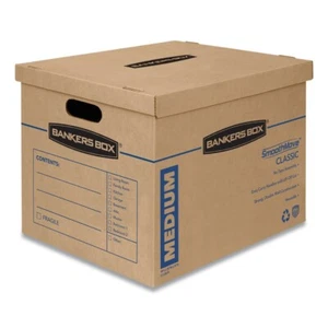 Bankers Box 7717201 SmoothMove Classic Storage Boxes - M, Brown/Blue (8/CT) New - Picture 1 of 8