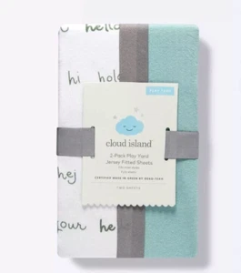 Spielplatz/Stift Laken Insel Wolke Ziel 2 Stück Jersey Spannbettlaken Ziel Neu - Bild 1 von 8