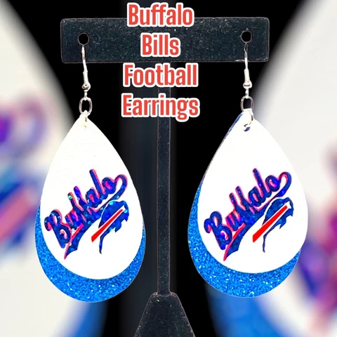 Buffalo Bills Inspired Football Layered   Faux Leather Earrings Cover