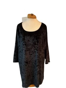 cynthia rowley Size 2X Black Velvet Burnout Shirt Blouse Side Vents Scoop Neck - Picture 1 of 8