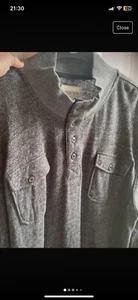 Grey Size L Button Neck Cotton Jumper - Picture 1 of 6