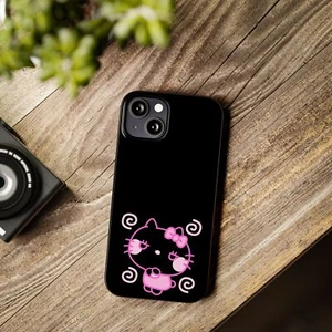 Anime Kitty Phone Case Cute Slim Phone Cases Black Anime Apple iPhone Phone Case - Picture 1 of 37