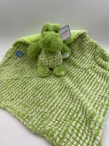 NEW Aurora Baby Green Gator Lovey Security Blanket Little Pitter Pattern Luvy - Picture 1 of 11