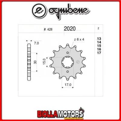 362020014 PIGNONE TRASMISSIONE 14 PASSO 428 HONDA CRF 100 F 2008- 100CC Foto 1 de 4