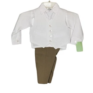 Just Darling 4-Pc Slacks Vested Set Suit- White with army green pants Sz 1/2 - Picture 1 of 7