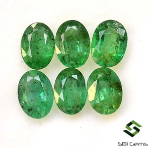 4.25 Cts Certified Natural Emerald Oval Cut 7x5 mm Lot 06 Pcs Zambia Gemstones. - Picture 1 of 6