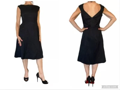 BARNEYS NEW YORK WOMEN'S BLACK DRESS SLEEVELESS BACK V A LINE BATEAU NECKLINE 8 - Image 1 of 4