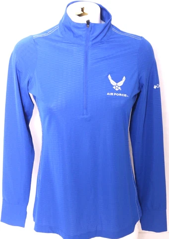 NEW USAF Air Force Falcons Columbia Golf Blue 1/4 Zip Pullover Shirt Womens M Cover