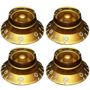 (2) Embossed Top Hat Bell Knobs for Gibson® USA & CTS® Split Shaft Pots - GOLD - Picture 1 of 2