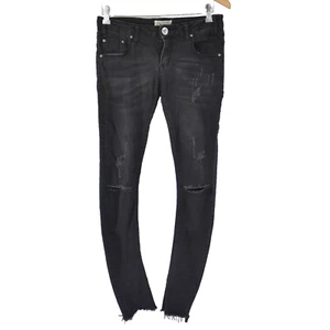 One Teaspoon Skinny Jeans Distressed Grey Stone Wash Trousers Buttons Size 26 - Picture 1 of 9