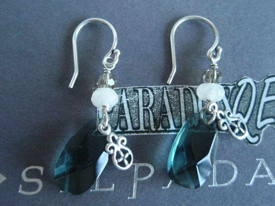 Brincos de quartzo de vidro azul SILPADA RARO prata esterlina 925 EVENING TIDE W2435 - Imagem 1 de 4