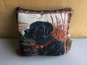 USA NWOT Black Labrador 12.5” x 12.5” Tapestry Throw Pillow #551 - Picture 1 of 2
