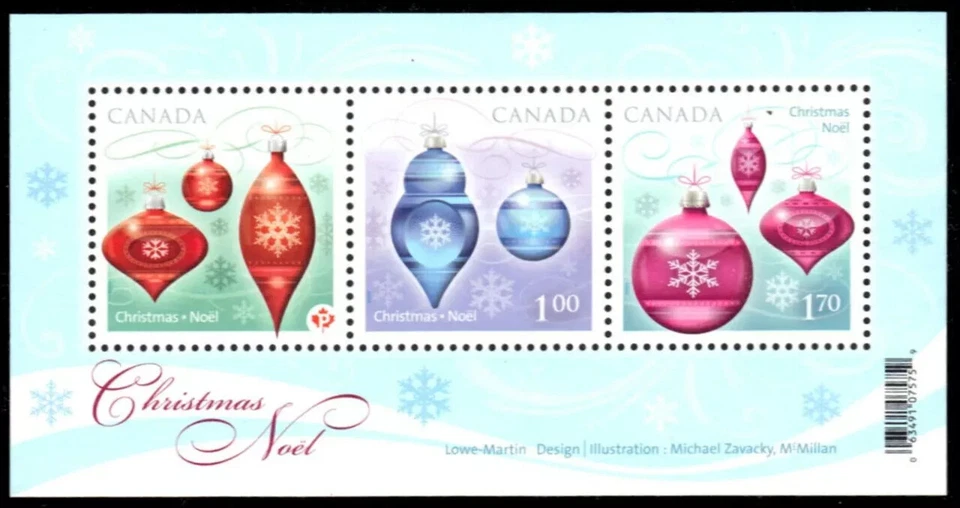 Canada Stamp 2411 "Christmas Ornaments" S/S MNH 2010 - Image 1 of 1