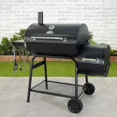 Expert Grill 28" Parrilla de Ahumador de Carbón de Acero Desplazado con Caja de Fuego Lateral, Negra Foto 1 de 4