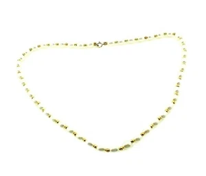 9ct Yellow Gold Real Oval Freshwater Pearl Necklace With Gold Beads - Picture 1 of 1