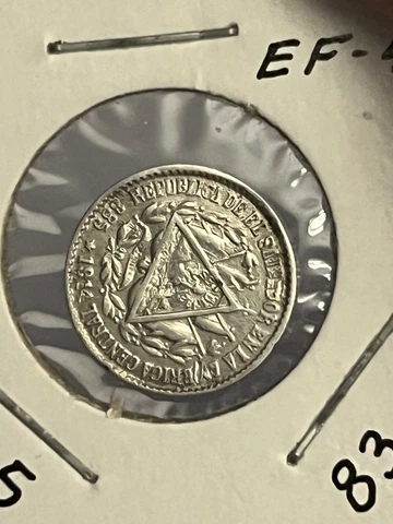 EL SALVADOR 1914 5 Centavos Silver Cover