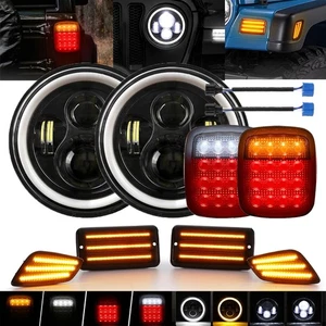 For Jeep Wrangler TJ 97-06 7inch Headlights+16 LED Tail Lights+Side Marker Light - Picture 1 of 12