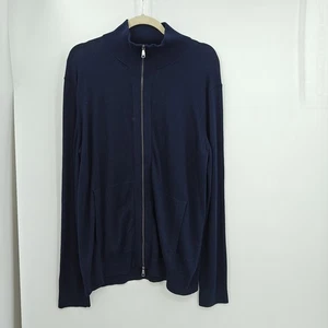 Banana Republic Luxus Mischung Strickjacke Herren großer durchgehender Reißverschluss blau Seide Kaschmir - Bild 1 von 9