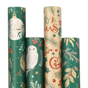 30 Zoll Weihnachten Geschenkpapier Jumbo Rollen Kraftpapier Vintage Geschenkpapier mit... - Bild 1 von 7