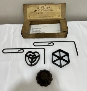 Antik 1907 Patentierte Wagner Ware Kuchen und Patty Formen Formen Original Box - Bild 1 von 9