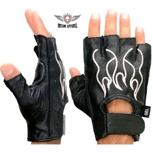 Dream Apparel Fingerless Gloves With White Flames - Picture 1 of 5