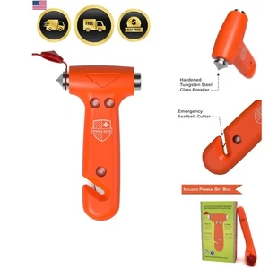 Car Safety Hammer Window Breaker Emergency Escape Tool for Cars Trucks Orange - Picture 1 of 9