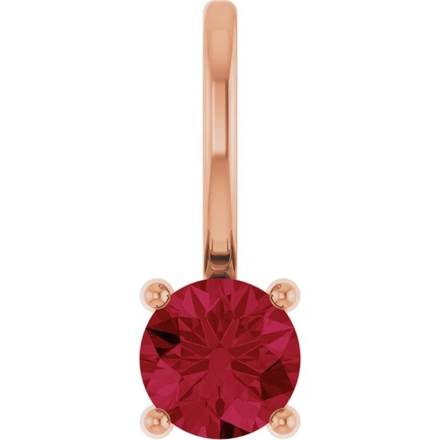 14K Rose Imitation Ruby Solitaire Charm/Pendant - Image 1 of 2