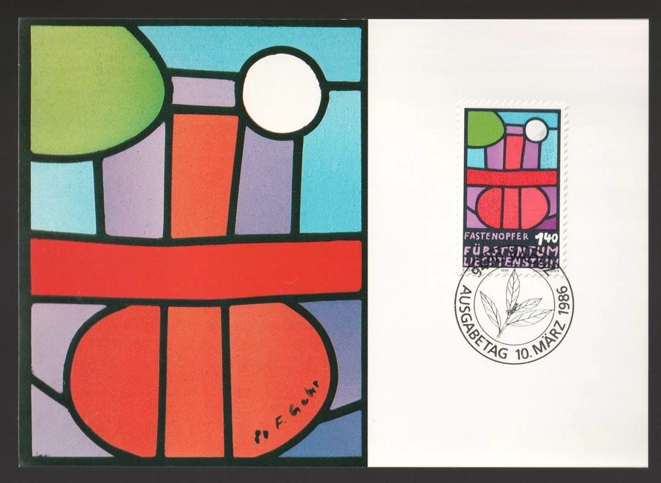 1986 Liechtenstein Lenten, Lent Fast First Day Maxi Card. Vaduz FDC. Catholicism - Image 1 of 1