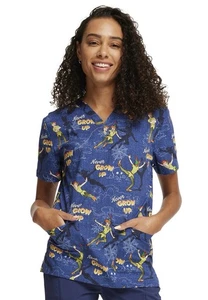 Peter Pan Cherokee Scrubs Disney Tooniforms Unisex V Neck Top TF728 PEOM - Picture 1 of 6