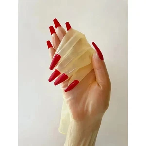Latex Handschuhe ultradünn transparent mit langen Nägeln Fetisch Öl glänzend 0,2mm XL - Bild 1 von 10