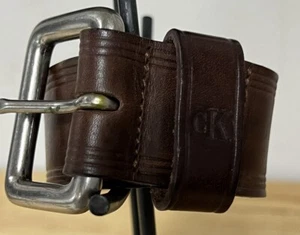 Calvin Klein Wide Brown Genuine Leather Belt - Women's Size Medium - Picture 1 of 11
