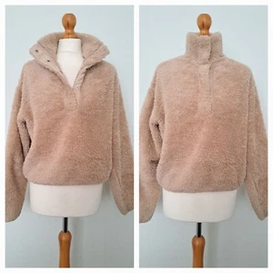 H&M Beige Faux Shearling Teddy Fleece Top Size XS - Picture 1 of 8