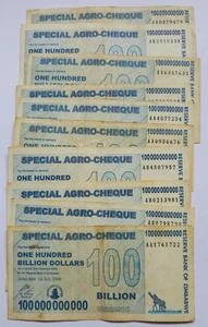 10 X 100 billion special agro cheque Zimbabwe dollar notes. used. - Picture 1 of 5