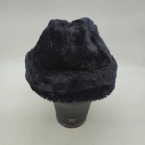 Faux Fur Cossack Hat Cap Black Ear Flaps Russian Style Size Small Medium - Picture 1 of 7
